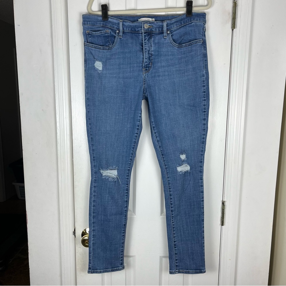 Levi’s 311 Shaping Skinny Distressed Jeans Sz 33 Stretch Denim